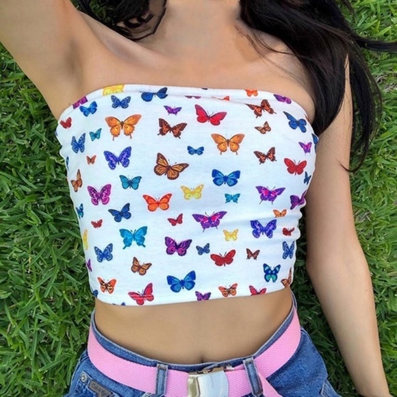 Tops - ⚡️FLASH SALE⚡️Colorful Butterfly Pattern Crop